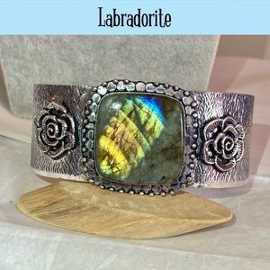 Fiery Flash Labradorite Gemstone Handmade Bangle Bracelet